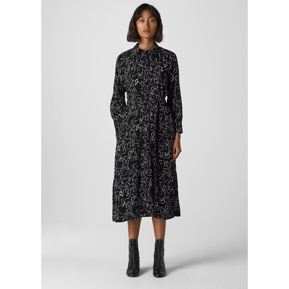 Whistles Black And White Stallion Print Shirt Dress